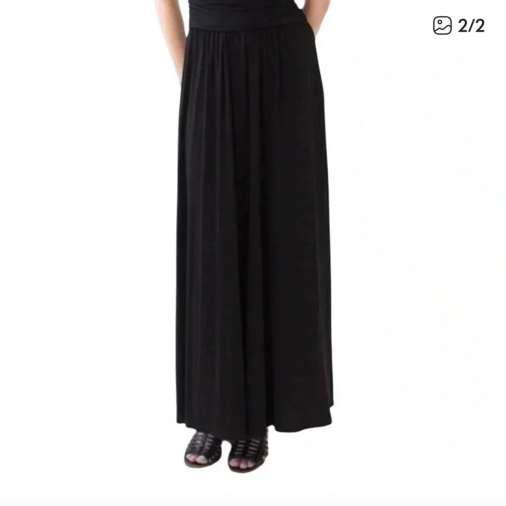🕶️Agnes & Dora Sleeveless Maxi Dress Deep V-Neck Ruched Waist Black Size L - Picture 2 of 6